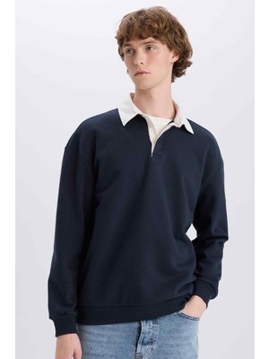 Frefly Store Defacto Boxy Fit Polo Yaka Sweatshirt E6523AX24WN