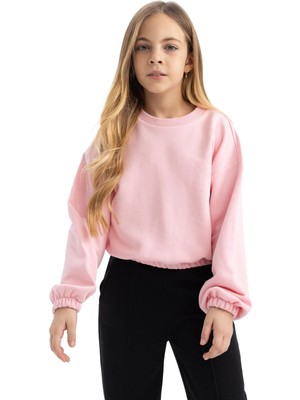 Frefly Store Defacto Kız Çocuk Regular Fit Bisiklet Yaka Sweatshirt