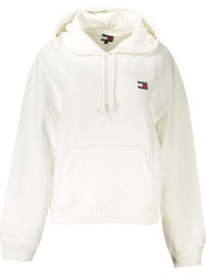 Frefly Store Tommy Hilfiger Tjw Bxy Badge Hoodıe Ext Kadın Kapüşonlu Sweatshirt, Beyaz, S