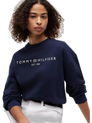 Frefly Store Kadın Regular Fit Pamuklu Bisiklet Yaka Uzun Kollu Mavi Sweatshirt WW0WW47831-C1G