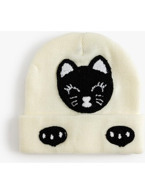 Frefly Store Kedi Aplike Detaylı Örgü Bere