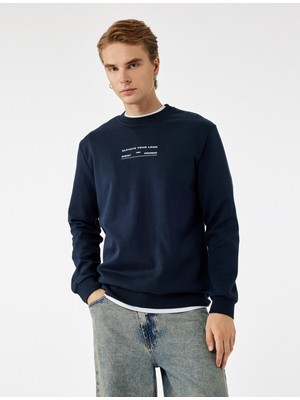 Frefly Store Uzun Kollu Pamuklu Bisiklet Yaka Baskılı Sweatshirt