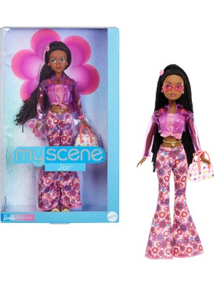 Frefly Store Barbie Signature My Scene Jai Oyuncak Bebek ve Aksesuar Parçaları, Siyah Örgü Örgülü Saçlar, Binyılın Başından Ilham Alan Kıyafet, Pembe Üst Parça, Vinil Ceket, Pantolon, JBH84