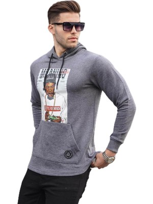 Frefly Store Madmext Gri Baskılı Kapşonlu Sweatshirt 2780,GRI M