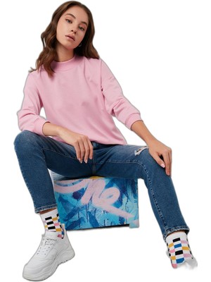 Frefly Store Lela Pamuklu Dik Yaka Basic Örme Sweat Bayan Sweat 5863323