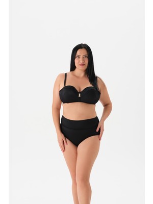 Frefly Store Eros Kadın Kapılı Balenli Bikini Takımı, Siyah, 48 Beden