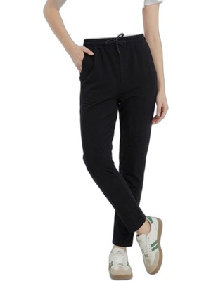 Frefly Store Slazenger Veta Kadın Cepli Dar Paça Siyah Eşofman Altı