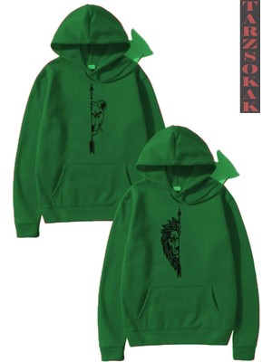 Frefly Store Tarzsokak Dişi ve Erkek Aslan Çift Sevgili Kombinleri Couple Clothing Yeni Sezon 2 Adet, Yeşil Aslan, Xl