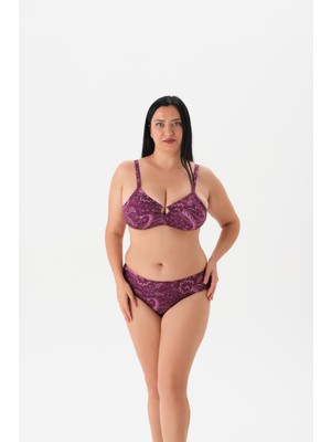 Frefly Store Eros 4093BK Toparlayıcı Bikini Takımı, Kadın, Mürdüm, 48 Beden