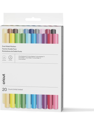 Frefly Store Cricut 2011824 Explore Maker Çift Uçlu (0.4 Mm-1.0mm) Marker Ultimate 20'li Paket