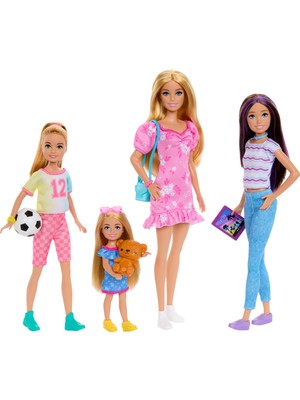 Frefly Store Mattel Barbie Bebek Seti, Kıyafet ve Aksesuarlarla, Barbie, Skipper, Stacie ve Chelsea Dahil