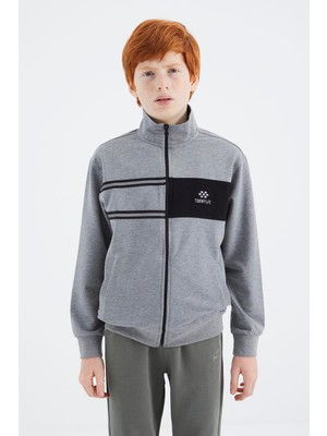 Frefly Store Gri Melanj Dik Yaka Erkek Çocuk Sweatshirt - 11183
