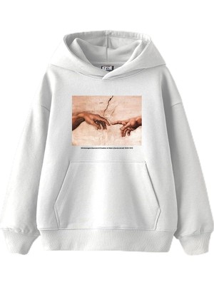 Frefly Store Tarzsokak Creation Of Adam Baskılı Oversize Unisex Beyaz, BEYAZ-103, S