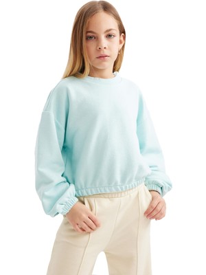 Frefly Store Defacto Kız Çocuk Regular Fit Bisiklet Yaka Sweatshirt