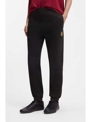 Frefly Store Erkek Logo Baskılı Pamuklu Havlu Kumaş Lastikli Paça Siyah Eşofman Altı 50556428-001
