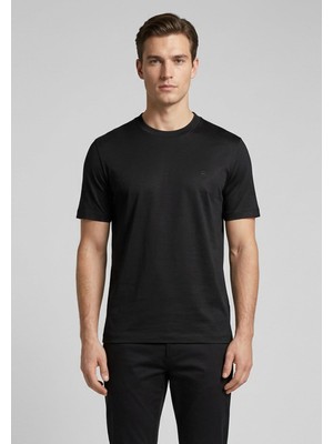 Frefly Store Erkek Normal Kalıp Yuvarlak Yakalı Logo Işlemeli Yuvarlak Yakalı Pamuklu Kısa Kollu Siyah T-Shirt 50570889-001