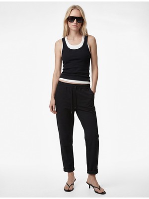Frefly Store Krep Scuba Kumaş Rahat Kalıp Cepli Beli Bağlamalı Jogger Pantolon