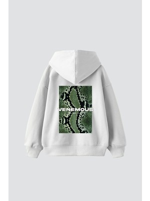Frefly Store Tarzsokak Snake Venomous Baskılı Oversize Unisex Premium Beyaz, BEYAZ-259, S