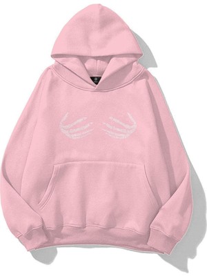 Frefly Store Tarzsokak Unisex Iskelet Taş Baskılı Sweatshirt Pembe, PEMBE-225, L