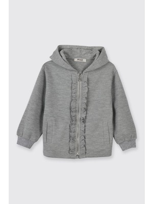 Frefly Store Kız Bebek Fermuarlı Gri-Melanj Sweatshirt 12-18 Ay (80-86 Cm)