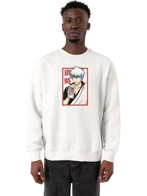 Frefly Store Tshirthane Gintama Anime Gintoki Fruit Juice Beyaz Erkek 2ip Sweatshirt P21160S7103, 2xl