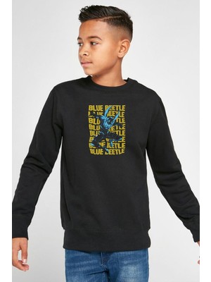 Frefly Store Tshirthane Blue Beetle Lettern Siyah Çocuk 2ip Sweatshirt P23825S1271, 11-12 Yaş