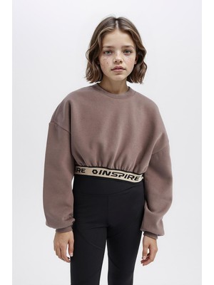 Frefly Store Defacto Crop Bisiklet Yaka Baskılı Içi Yumuşak Tüylü Sweatshirt Kız Çocuk D6186A824WN