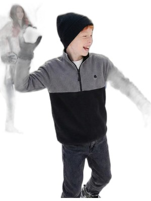 Frefly Store Lela Yumuşak Dokulu Yarım Fermuarlı Renk Bloklu Dik Yaka Polar Unisex Çocuk Polar 5905004