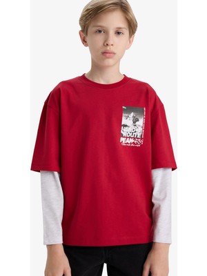Frefly Store Defacto Oversize Geniş Kalıp Bisiklet Yaka Uzun Kollu Tişört Erkek Çocuk E9591A825AU