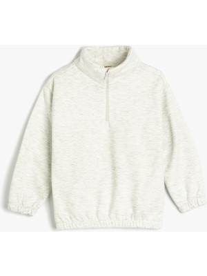 Frefly Store Koton Yarım Fermuar Detaylı Dik Yaka Uzun Kollu Şardonlu Basic Sweatshirt