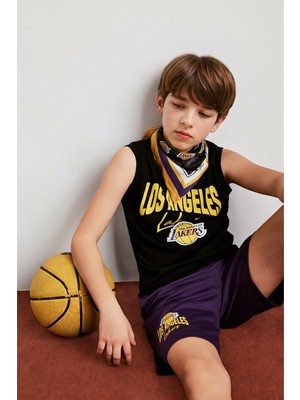 Frefly Store Defacto Nba Los Angeles Lakers Bisiklet Yaka Atlet Erkek Çocuk H2955A826HS