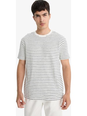 Frefly Store Defacto Regular Fit Bisiklet Yaka Çizgili Kısa Kollu Tişört E8198AX25AU