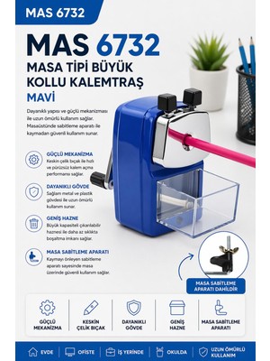 Frefly Store Mas Kalemtıraş, Kollu Masa Tipi, Metal, Lacivert