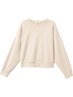 Frefly Store Koton Modal Kumaş Bisiklet Yaka Uzun Kollu Basic Sweatshirt