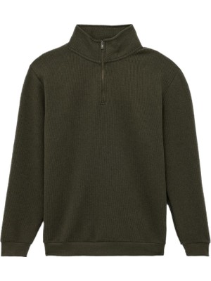 Frefly Store Dokulu Uzun Kollu Yarım Fermuarlı Sweatshirt