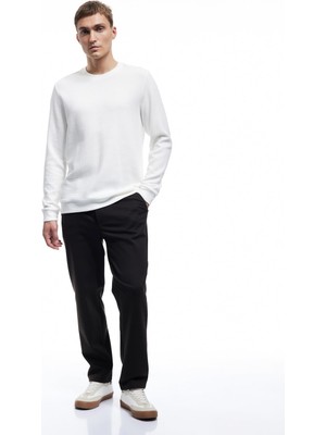 Frefly Store Pamuklu Uzun Kollu Dokulu Basic Bisiklet Yaka Sweatshirt