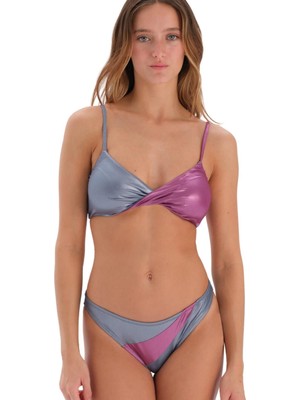 Frefly Store Eros Takçık Kaplı Sabit Askılı 24SW85026EST Kadın Bikini Takımı, Fuşya Gri, 40