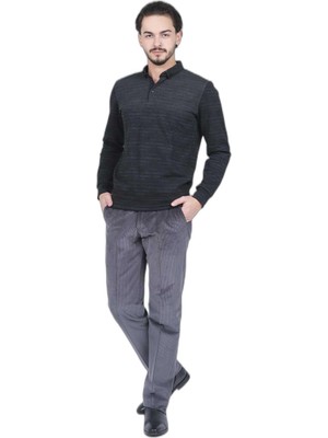 Frefly Store Raymons Erkek Desenli Polo Yaka Triko Sweat 6782257 Siyah