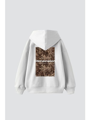 Frefly Store Tarzsokak Dimension Leopar Baskılı Oversize Unisex Premium Beyaz, BEYAZ-333, S