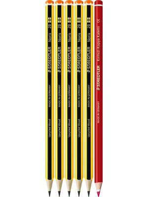Frefly Store Staedtler 120-0 Noris 2b Kurşunkalem (5 Adet) & 13144-23LN & Kırmızı Kopya Kalemi
