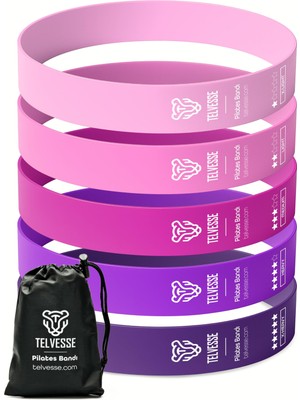 Frefly Store 5 Farklı Direnç Çantalı Latex Pilates Aerobik Egzersiz Squat Lastiği Loop Bant Kapalı Uç Ton (Pembe)