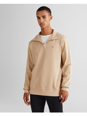 Frefly Store Gant Erkek Bej Regular Fit Yarım Fermuarlı Sweatshirt