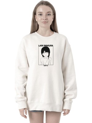Frefly Store Tshirthane Serial Experiments Anime Lain Poster Beyaz Kadın 2ip Sweatshirt P22796S1549, Xl