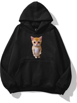 Frefly Store Tarzsokak Unisex Sad Cat Sweatshirt Siyah, Siyah-29, S