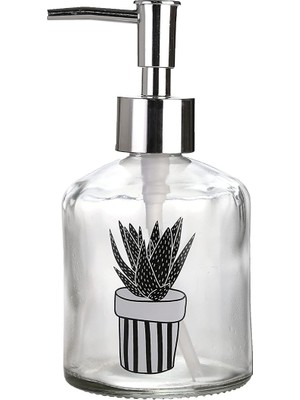 Bosphorus Cam Sıvı Sabunluk,kaktüs 1 Desen 300ML 7,6X15,5CM