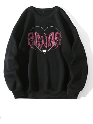 Frefly Store Tarzsokak Siyah Painias Baskılı Oversize Bisiklet Yaka Sweatshirt, Siyah, Xl