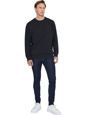 Frefly Store Ac&co/altınyıldız Classics Standart Fit Normal Kesim 2 Iplik Recycle Pamuklu Bisiklet Yaka Sweatshirt, Renk Siyah, Beden L