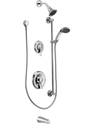 Frefly Store Moen 8343 Commercial Posi-Temp Baskı Balancing 3 Fonksiyon Küvet/duş Sistemi ile Duş Başlığı 2,5 Gpm, Krom