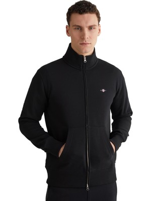 Frefly Store Gant Erkek Siyah Fermuarlı Logolu Sweatshirt