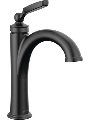 Frefly Store Delta Faucet Woodhurst Mat Siyah Banyo Bataryası, Tek Delikli Banyo Bataryası, Tek Saplı Banyo Lavabo Bataryası Siyah, Elmas Conta Teknolojisi, Tahliye Montajı, Mat Siyah 532-BLMPU-DST